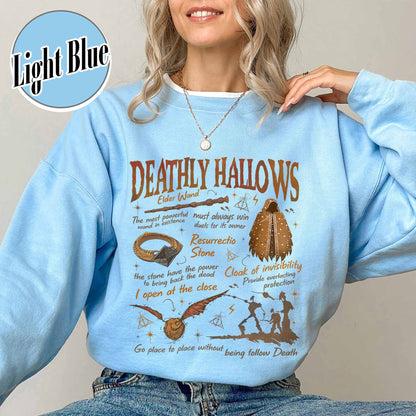 Deathly Hallows Wizard Sweatshirt, Wizarding World Sweatshirt for Fan, Halloween Fall Season Sweatshirt, Gift for Book Lover
