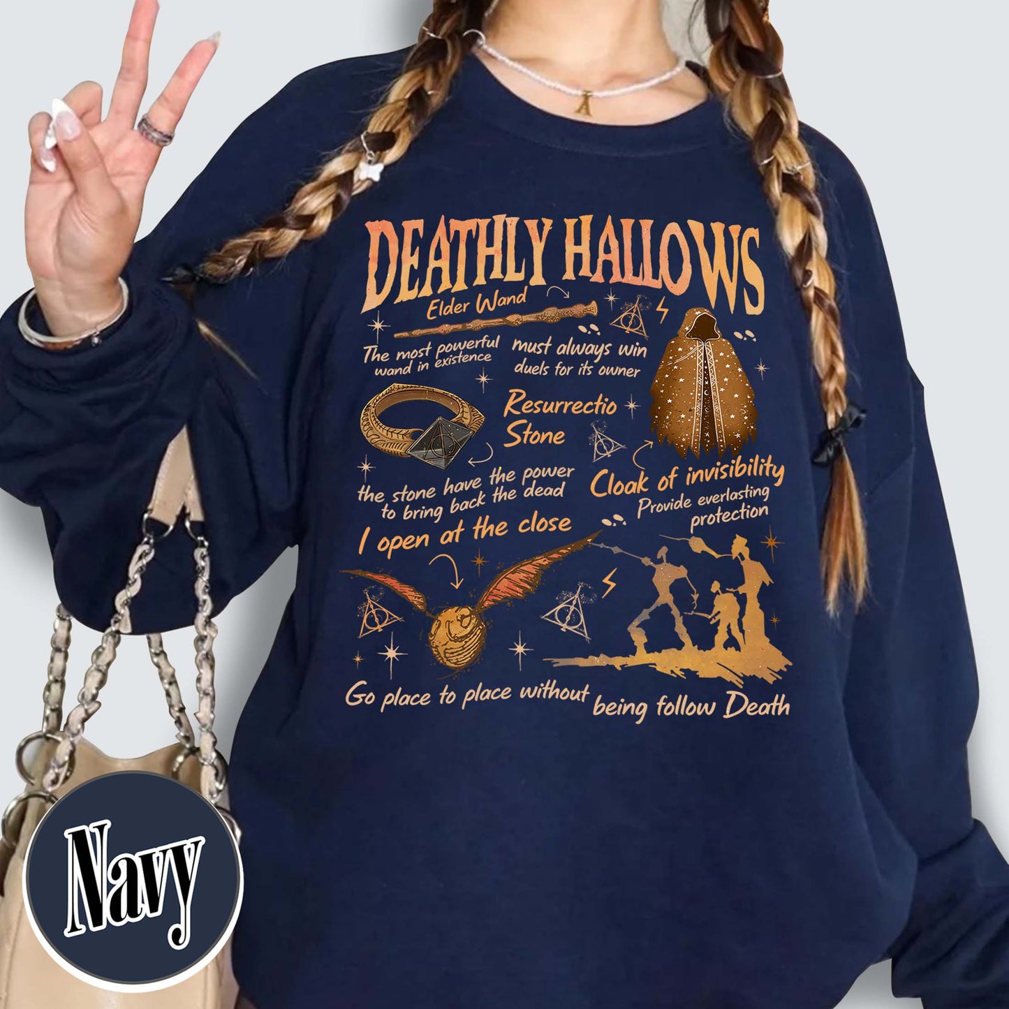 Deathly Hallows Wizard Sweatshirt, Wizarding World Sweatshirt for Fan, Halloween Fall Season Sweatshirt, Gift for Book Lover