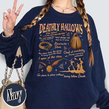 Deathly Hallows Wizard Sweatshirt, Wizarding World Sweatshirt for Fan, Halloween Fall Season Sweatshirt, Gift for Book Lover