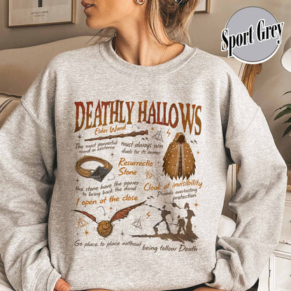 Deathly Hallows Wizard Sweatshirt, Wizarding World Sweatshirt for Fan, Halloween Fall Season Sweatshirt, Gift for Book Lover