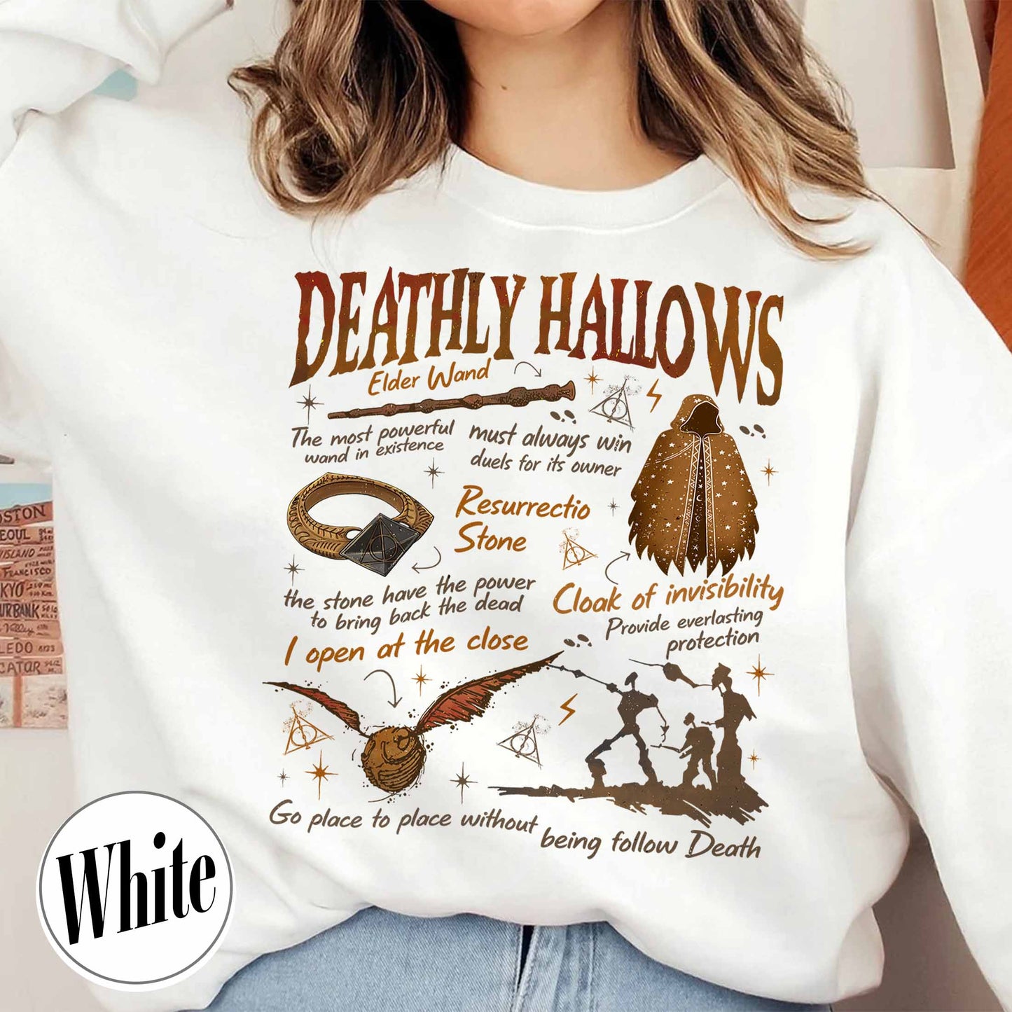 Deathly Hallows Wizard Sweatshirt, Wizarding World Sweatshirt for Fan, Halloween Fall Season Sweatshirt, Gift for Book Lover