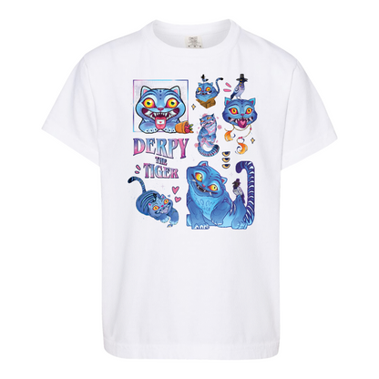 Derpy the Tiger Youth Shirt, Huntrix Tiger Tee, Demon Hunter Kpop Shirt, Cute Animal Kids Top, Funny Kpop Movie Gift, Huntrix Fan