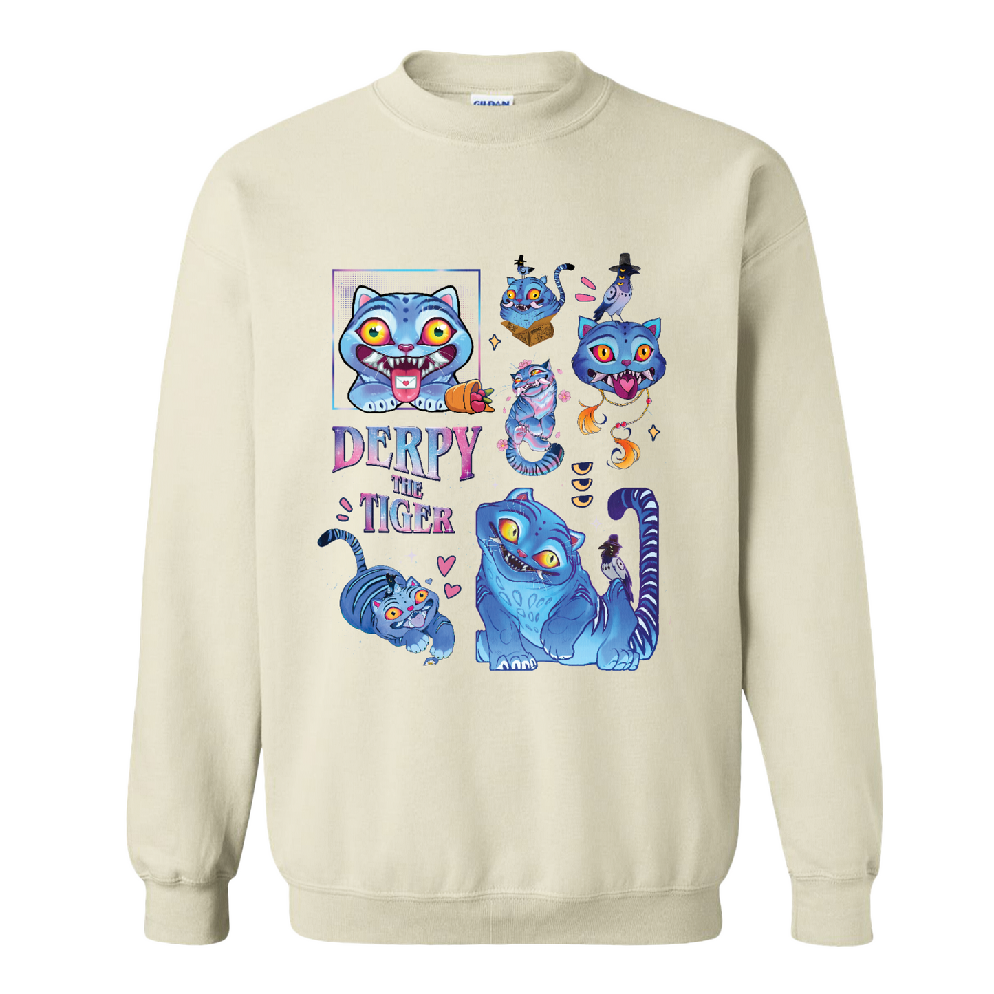 Derpy the Tiger Sweatshirt, Huntrix Tiger Sweatshirt, Demon Hunter Kpop Sweatshirt, Cute Animal Kids Top, Funny Kpop Movie Gift, Huntrix Fan