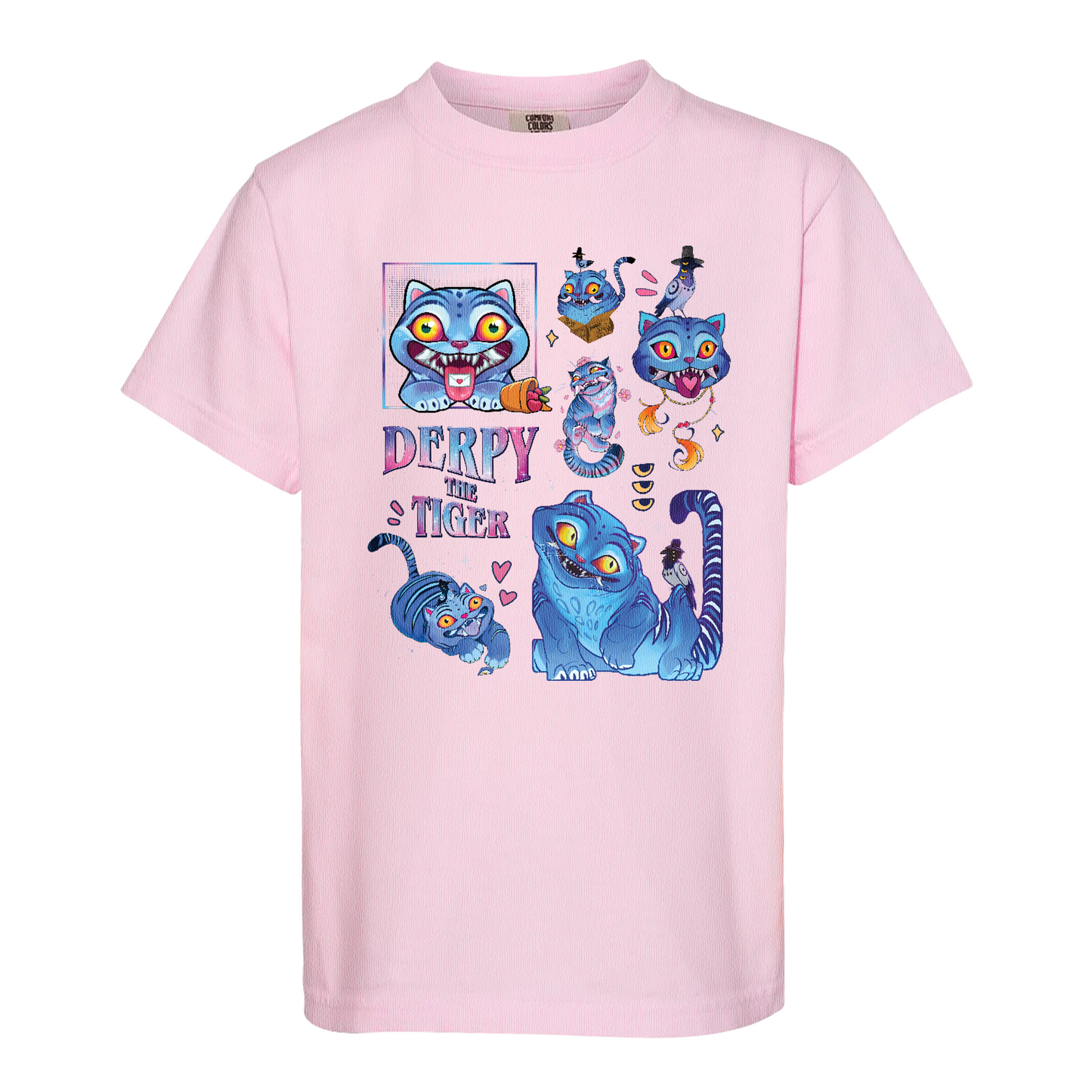 Derpy the Tiger Youth Shirt, Huntrix Tiger Tee, Demon Hunter Kpop Shirt, Cute Animal Kids Top, Funny Kpop Movie Gift, Huntrix Fan