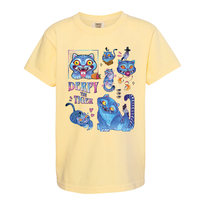 Derpy the Tiger Youth Shirt, Huntrix Tiger Tee, Demon Hunter Kpop Shirt, Cute Animal Kids Top, Funny Kpop Movie Gift, Huntrix Fan