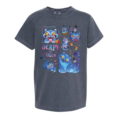 Derpy the Tiger Youth Shirt, Huntrix Tiger Tee, Demon Hunter Kpop Shirt, Cute Animal Kids Top, Funny Kpop Movie Gift, Huntrix Fan