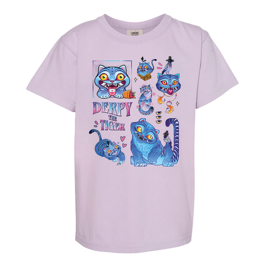 Derpy the Tiger Youth Shirt, Huntrix Tiger Tee, Demon Hunter Kpop Shirt, Cute Animal Kids Top, Funny Kpop Movie Gift, Huntrix Fan