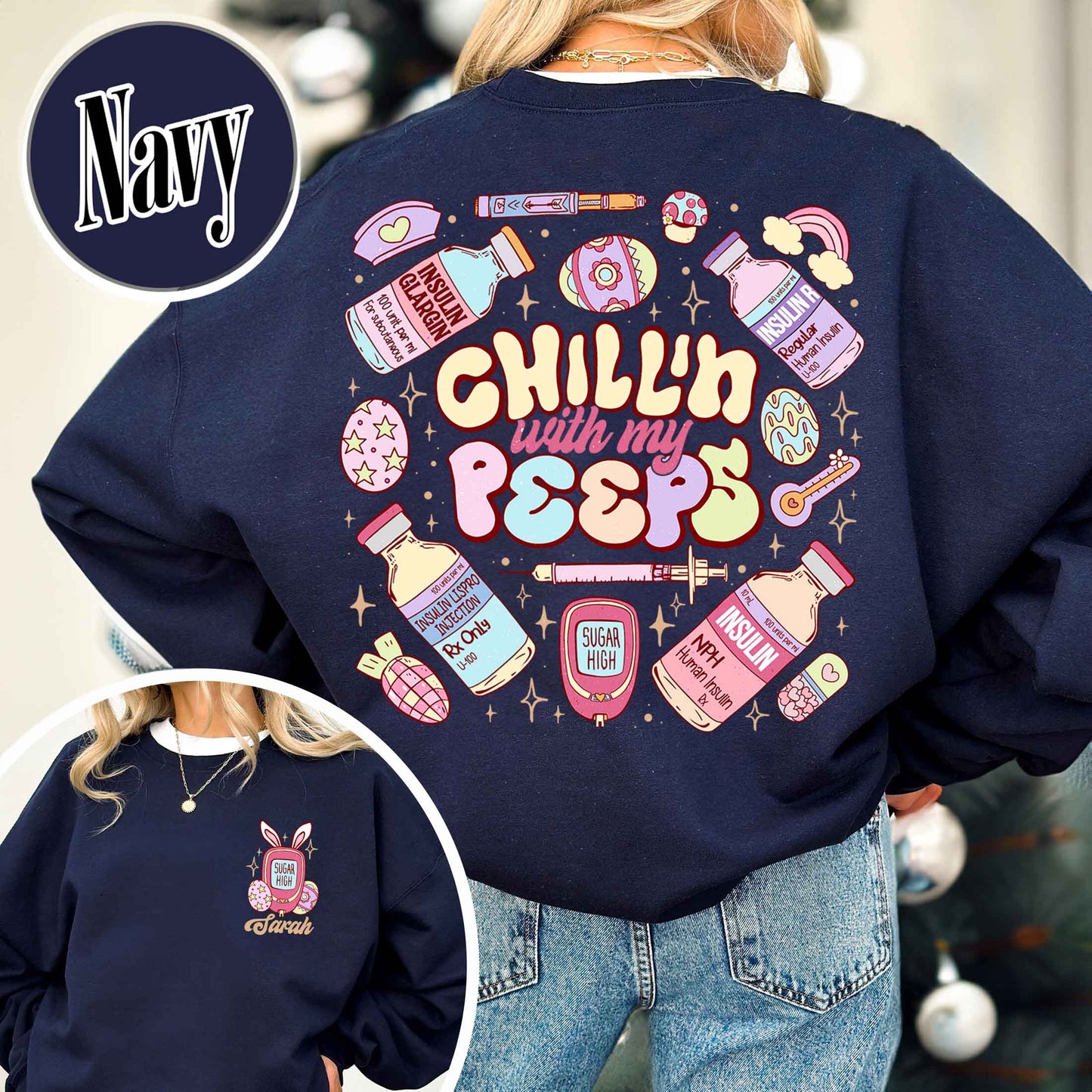 Diabetes Sweatshirt, Insulin Diabetes ICU Easter Nurse Sweatshirt, Chillin With My Peeps Easter Bunny Sweatshirt