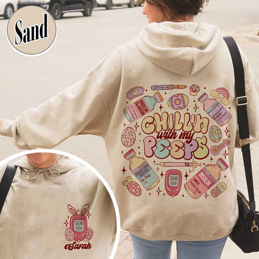 Diabetes Hoodie, Insulin Diabetes ICU Easter Nurse Hoodie, Chillin With My Peeps Easter Bunny Hoodie