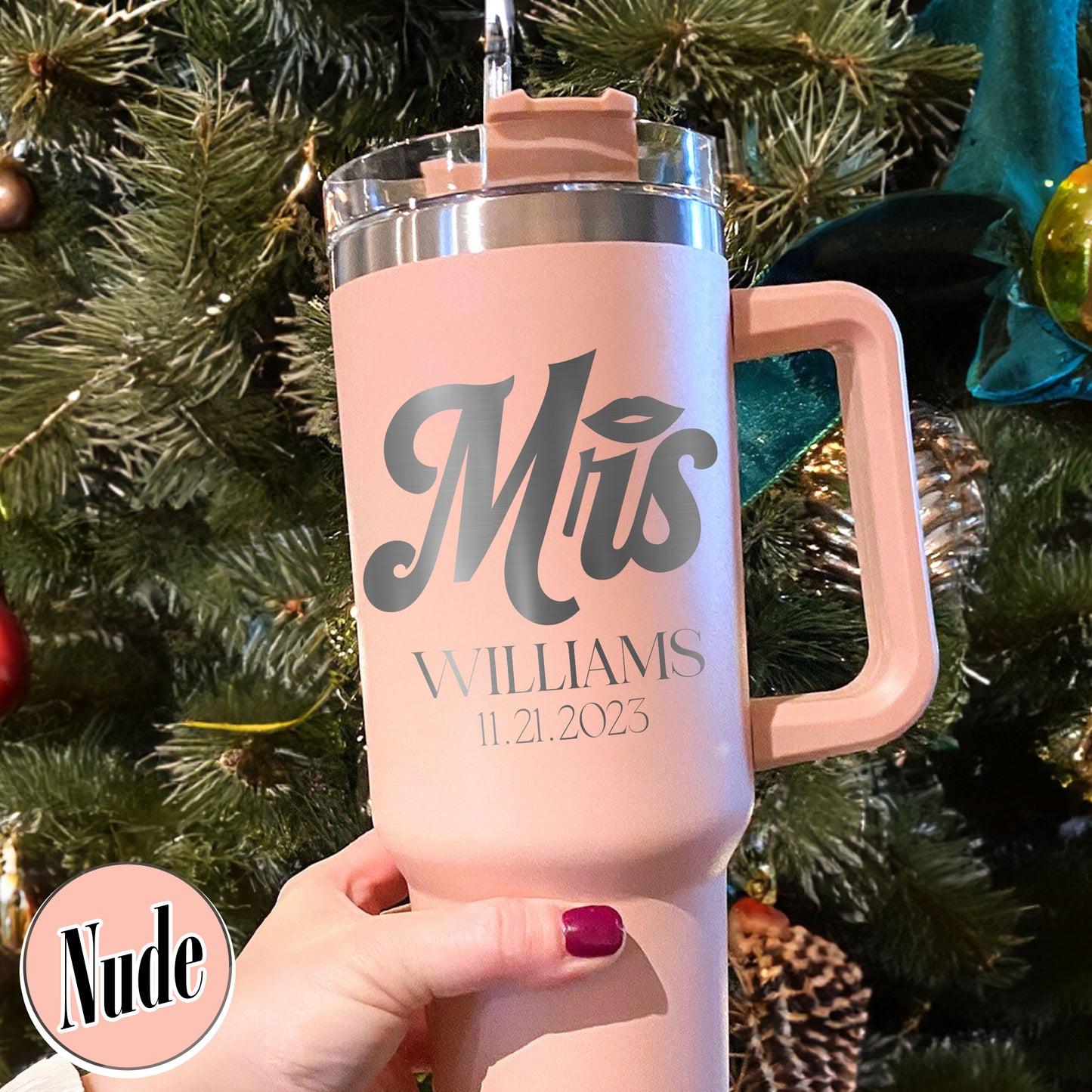 Custom Tumbler Couples, Gift for Couple, Personalized Tumbler 40oz With Handle, Custom Tumbler Couple, Tumbler 40oz, Laser Engraved Tumbler