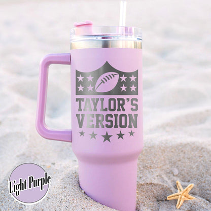 Taylor Version Tumbler 40oz, Nfl Football tumbler, Nfl Teams Tumbler, Engraved Tumbler With Handle, Laser Engraved Tumbler With Handle