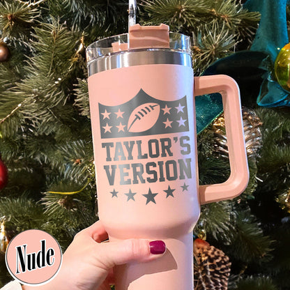 Taylor Version Tumbler 40oz, Nfl Football tumbler, Nfl Teams Tumbler, Engraved Tumbler With Handle, Laser Engraved Tumbler With Handle