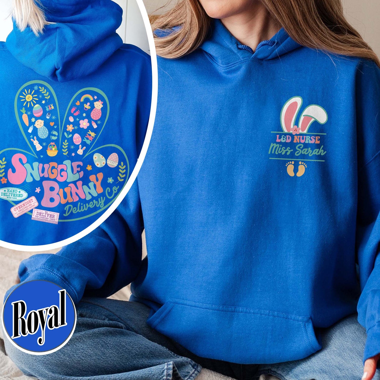 Easter Hoodie, Custom Snuggle Bunny Delivery Co Hoodie, Labor and Delivery Easter Hoodie