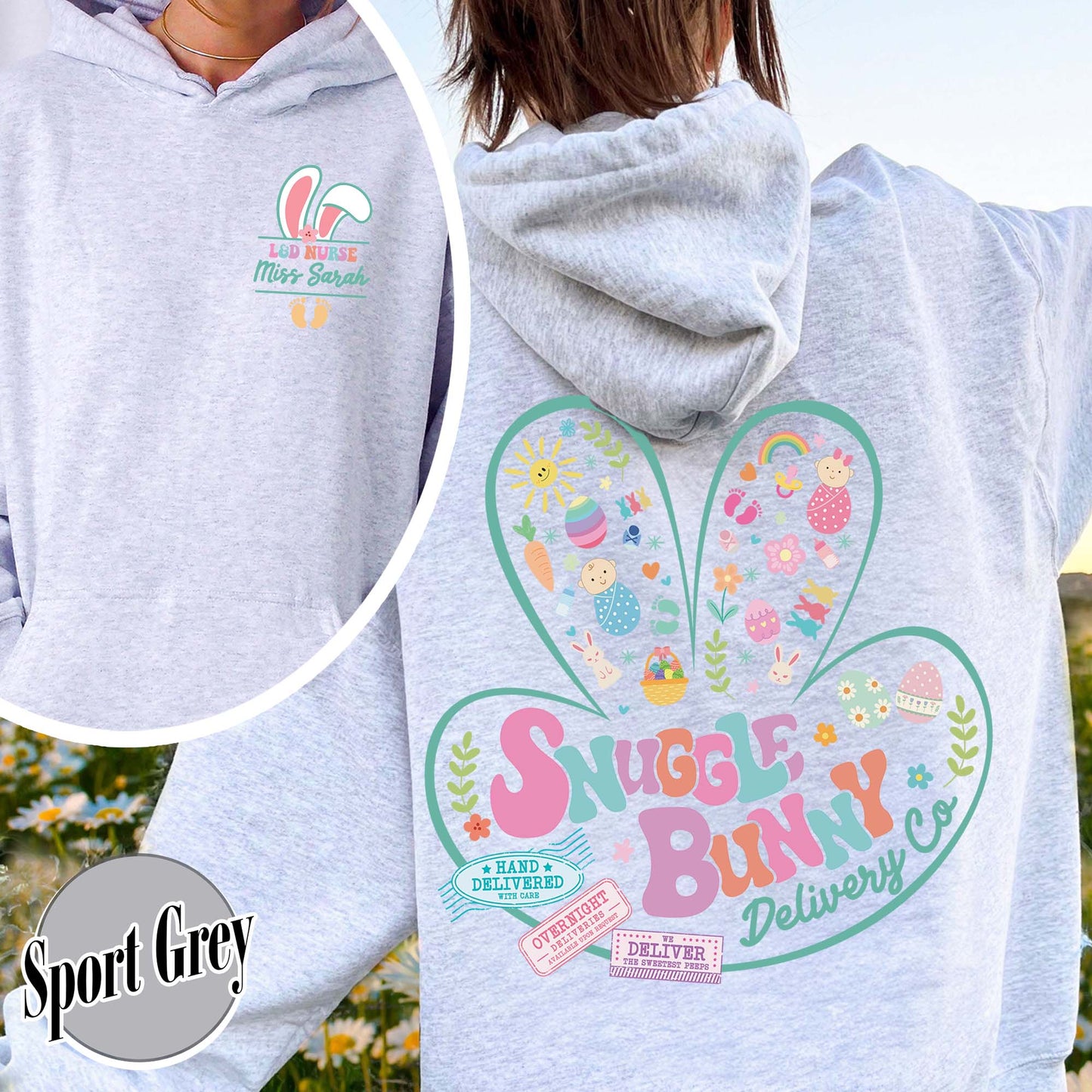 Easter Hoodie, Custom Snuggle Bunny Delivery Co Hoodie, Labor and Delivery Easter Hoodie