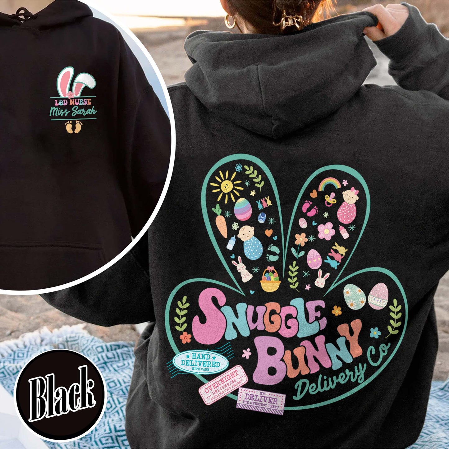 Easter Hoodie, Custom Snuggle Bunny Delivery Co Hoodie, Labor and Delivery Easter Hoodie