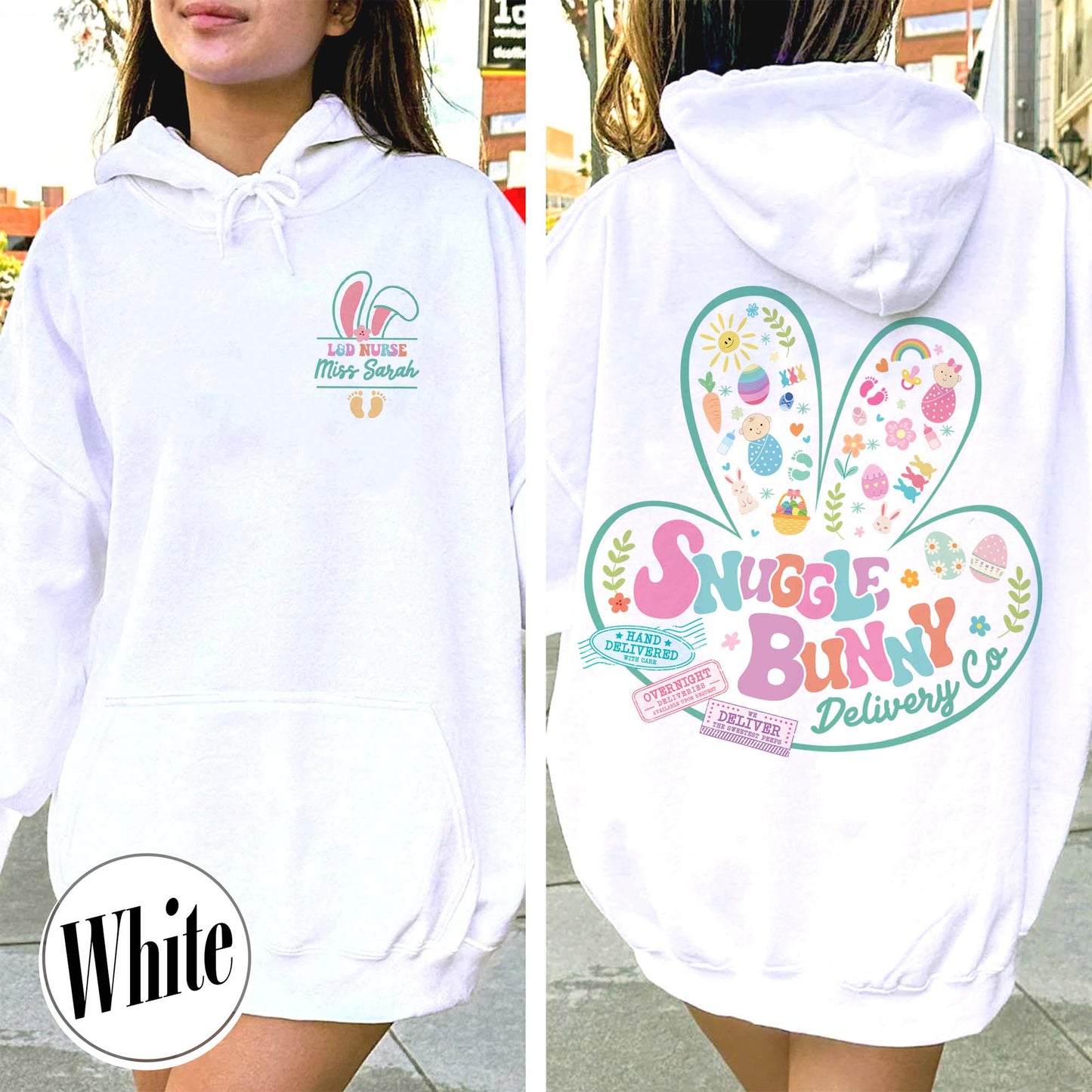 Easter Hoodie, Custom Snuggle Bunny Delivery Co Hoodie, Labor and Delivery Easter Hoodie