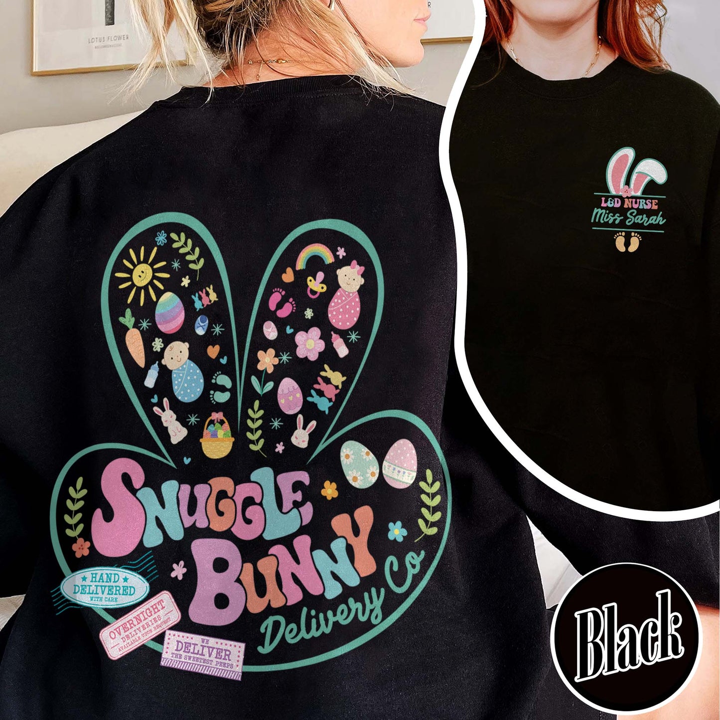 Easter Sweatshirt, Custom Snuggle Bunny Delivery Co Sweatshirt, Labor and Delivery Easter Sweatshirt