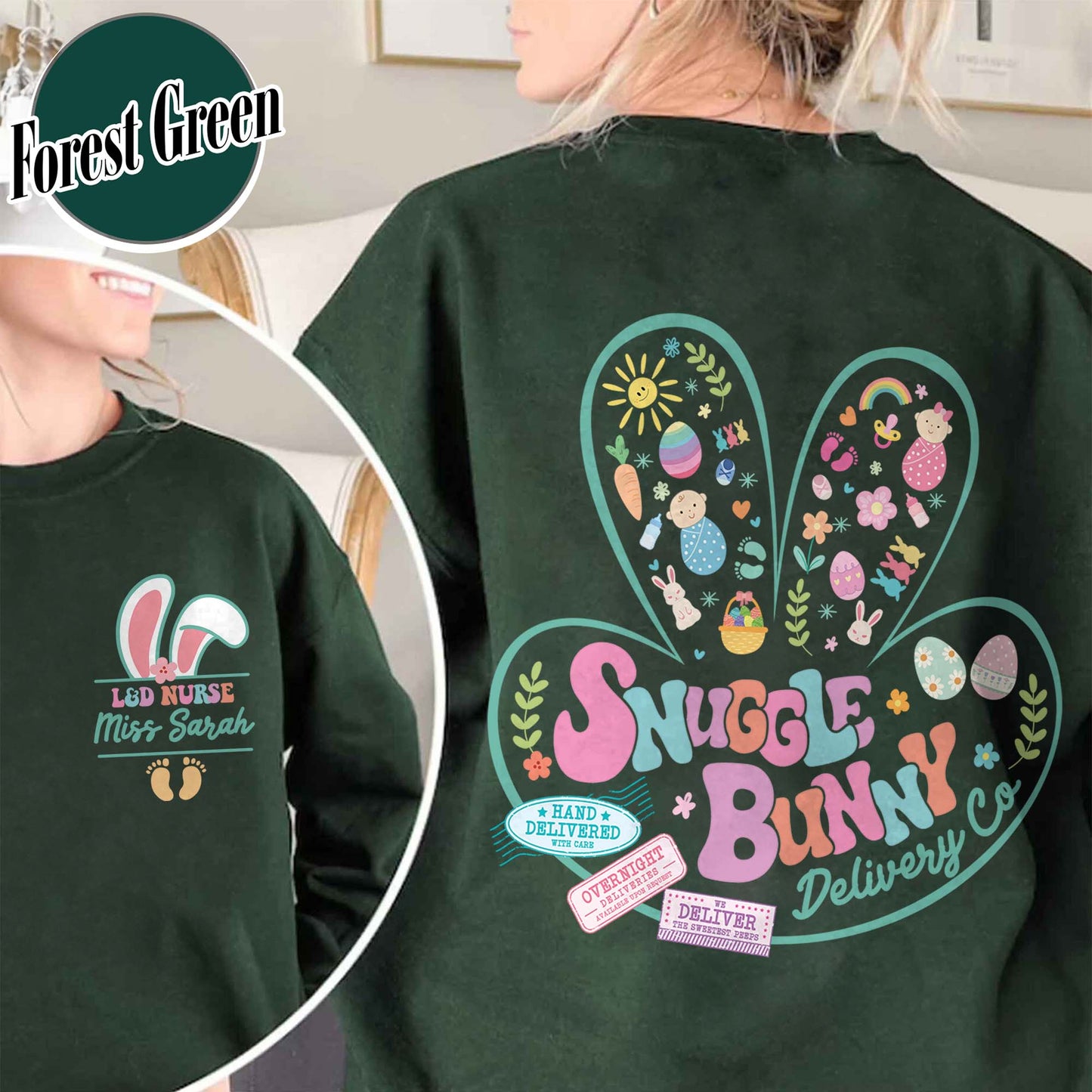 Easter Sweatshirt, Custom Snuggle Bunny Delivery Co Sweatshirt, Labor and Delivery Easter Sweatshirt