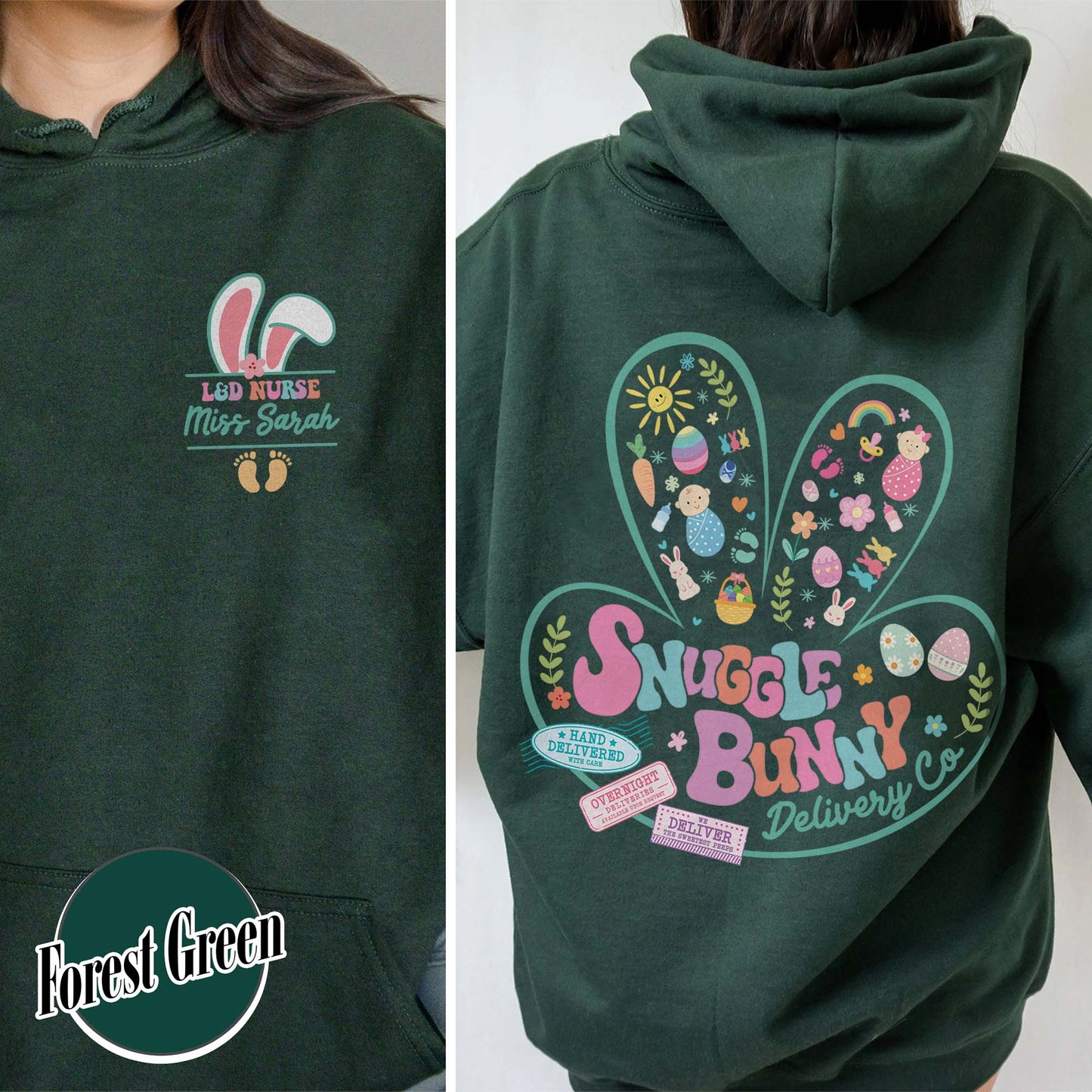 Easter Hoodie, Custom Snuggle Bunny Delivery Co Hoodie, Labor and Delivery Easter Hoodie