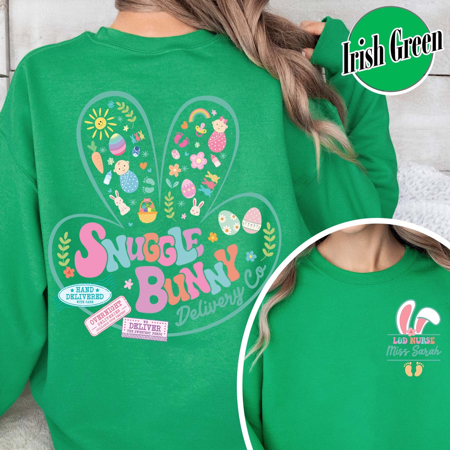 Easter Sweatshirt, Custom Snuggle Bunny Delivery Co Sweatshirt, Labor and Delivery Easter Sweatshirt