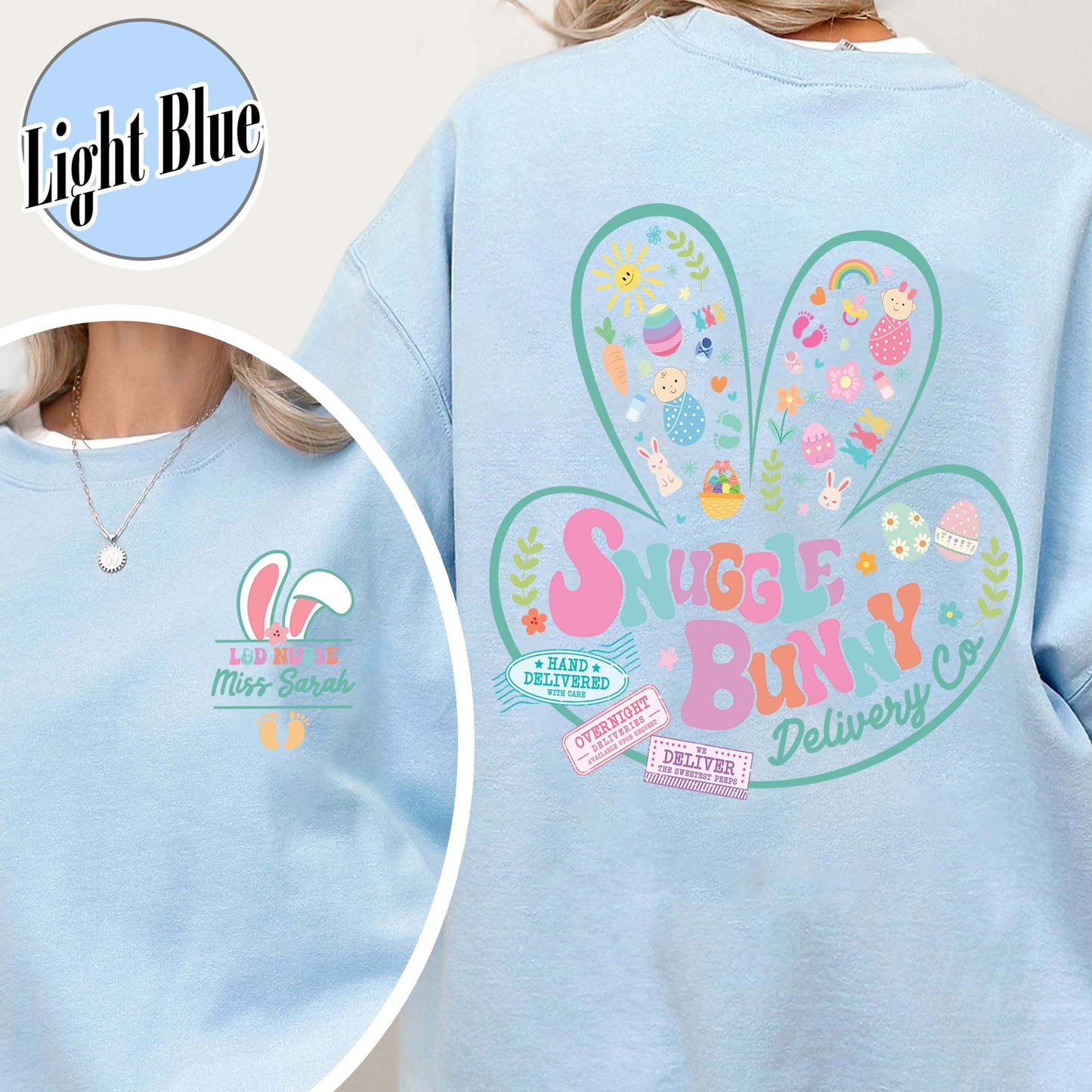Easter Sweatshirt, Custom Snuggle Bunny Delivery Co Sweatshirt, Labor and Delivery Easter Sweatshirt