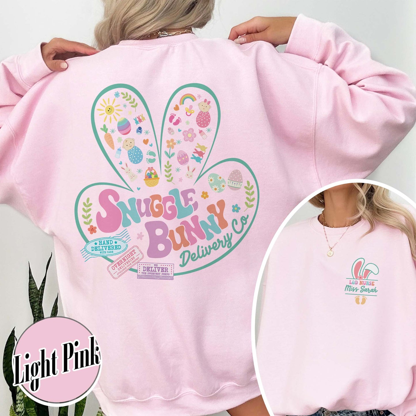 Easter Sweatshirt, Custom Snuggle Bunny Delivery Co Sweatshirt, Labor and Delivery Easter Sweatshirt