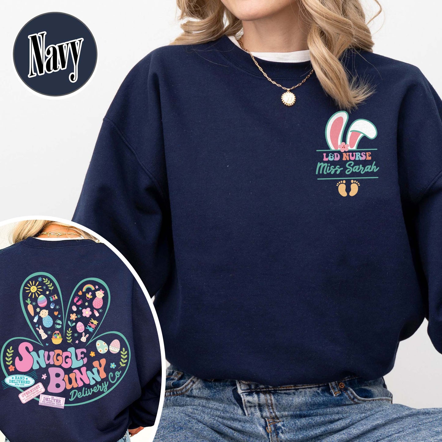 Easter Sweatshirt, Custom Snuggle Bunny Delivery Co Sweatshirt, Labor and Delivery Easter Sweatshirt