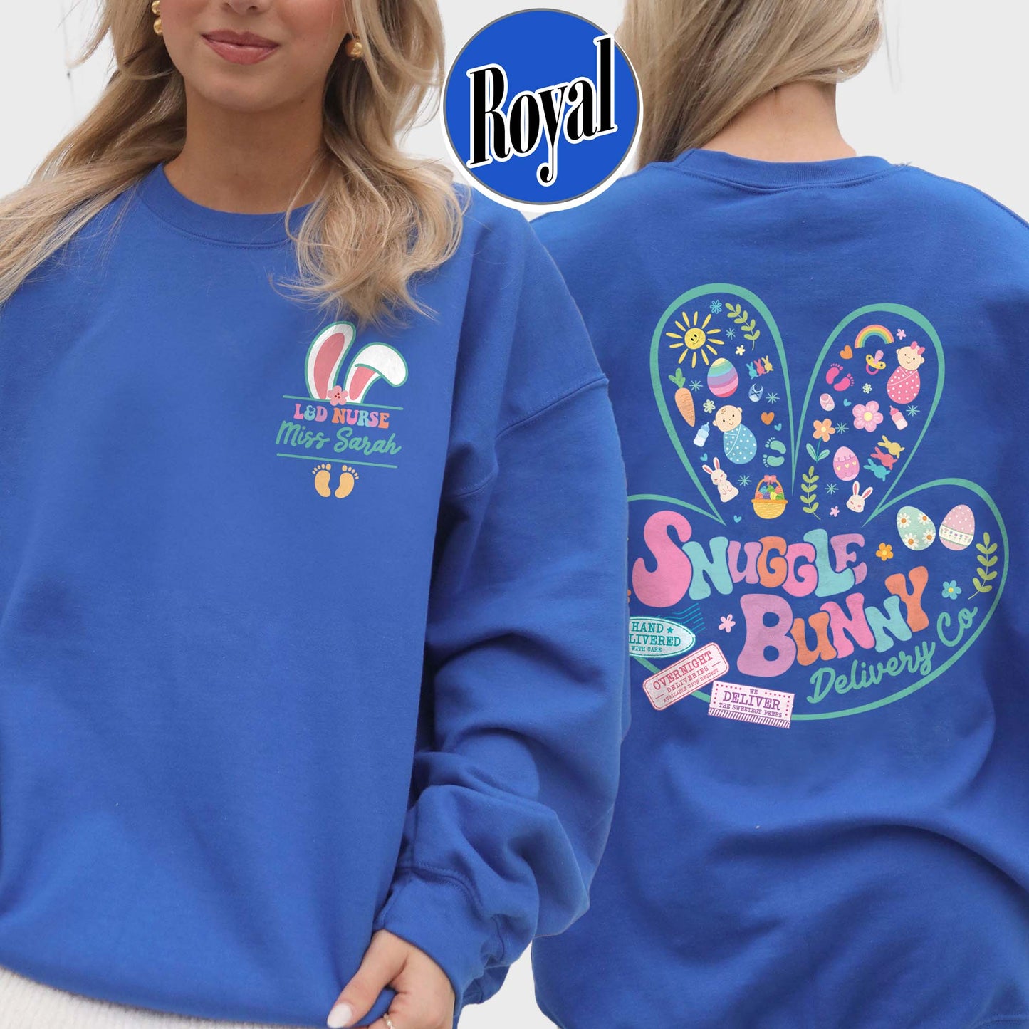 Easter Sweatshirt, Custom Snuggle Bunny Delivery Co Sweatshirt, Labor and Delivery Easter Sweatshirt