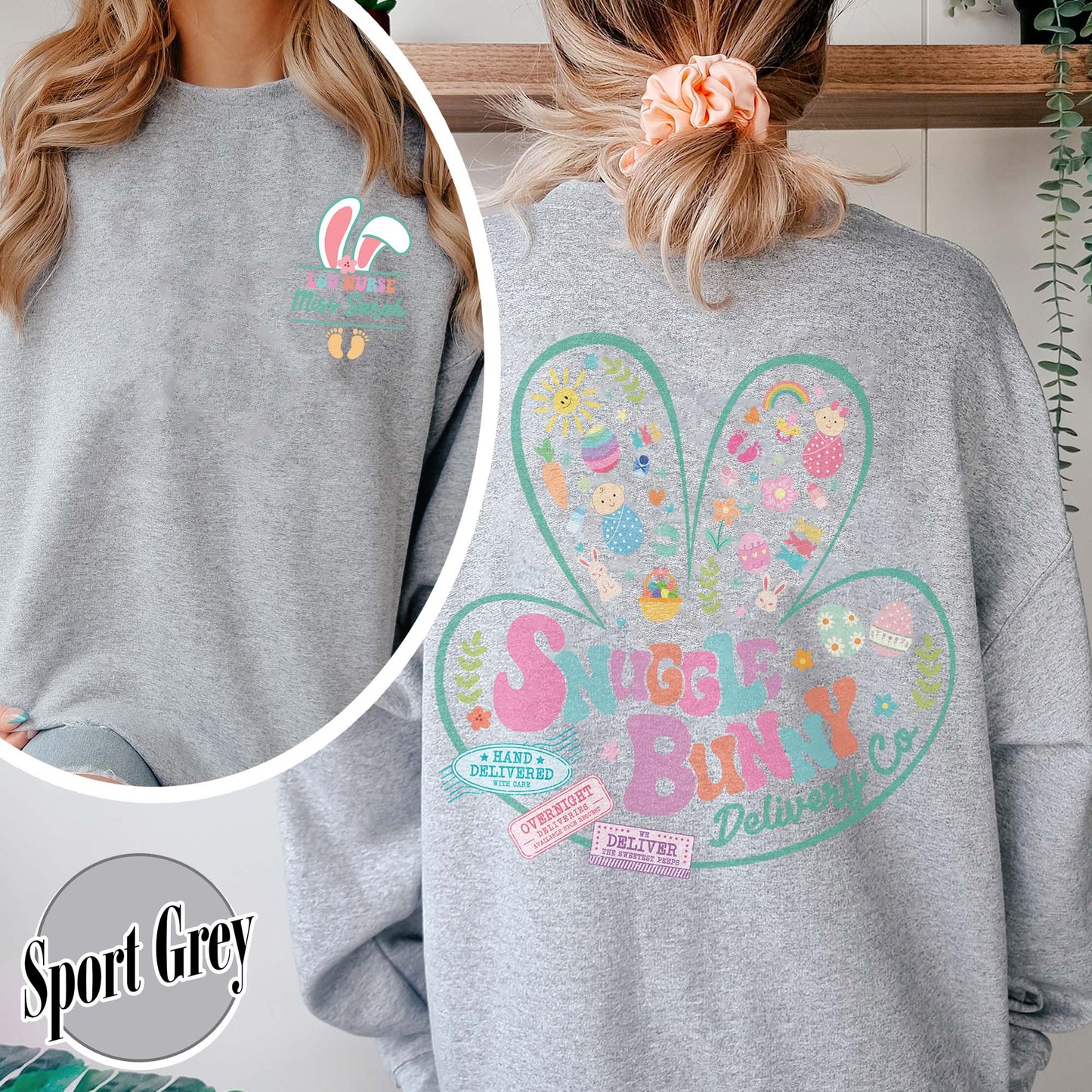 Easter Sweatshirt, Custom Snuggle Bunny Delivery Co Sweatshirt, Labor and Delivery Easter Sweatshirt