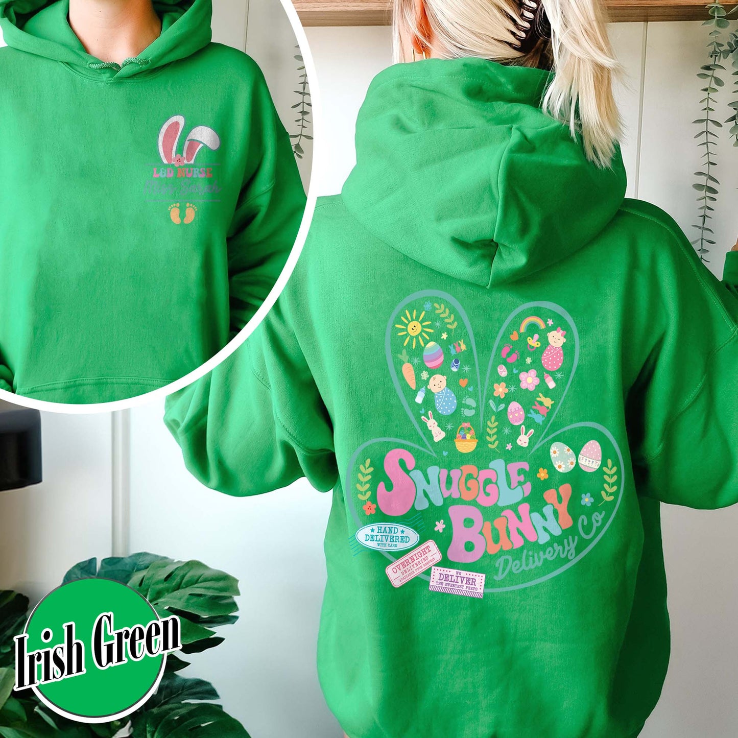 Easter Hoodie, Custom Snuggle Bunny Delivery Co Hoodie, Labor and Delivery Easter Hoodie