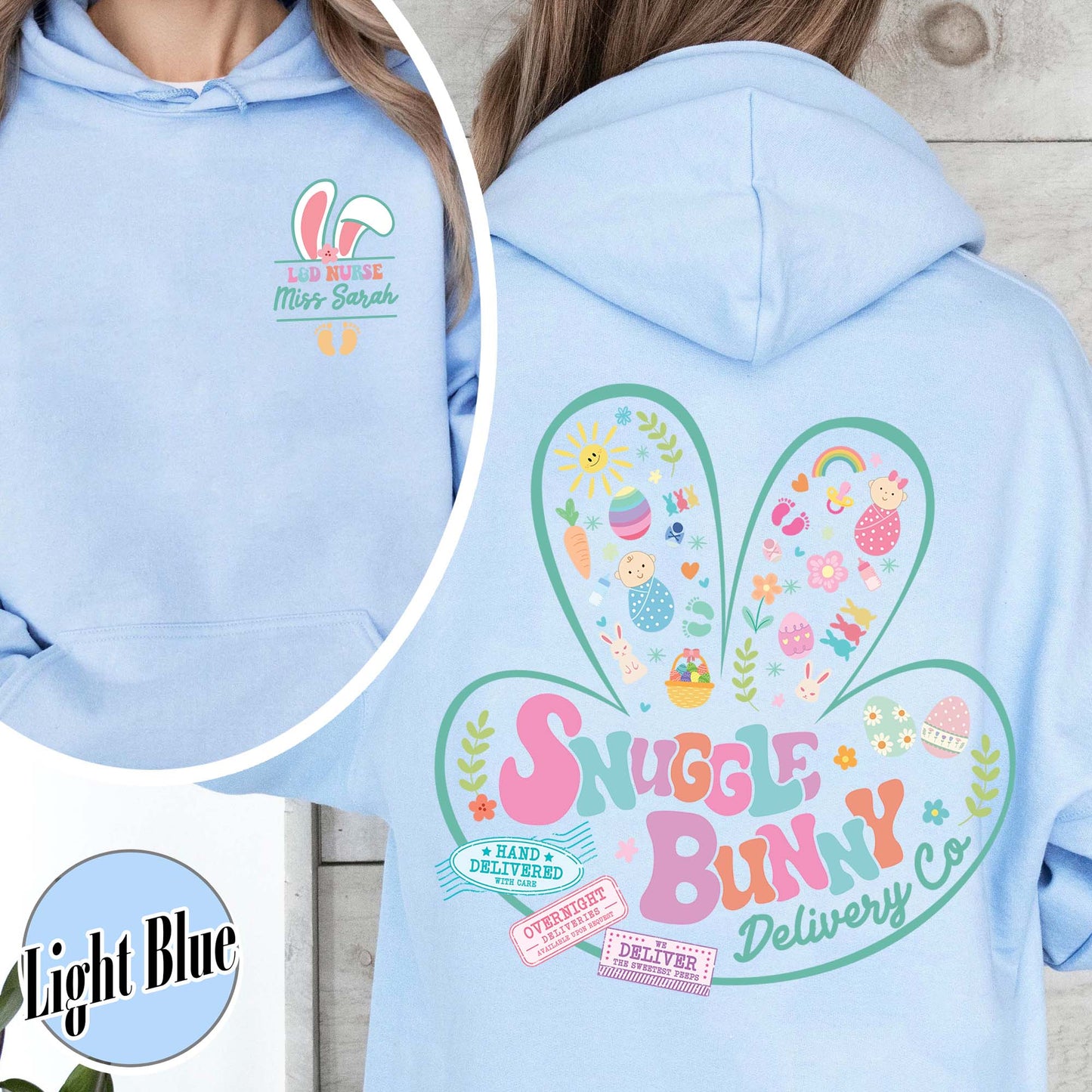 Easter Hoodie, Custom Snuggle Bunny Delivery Co Hoodie, Labor and Delivery Easter Hoodie