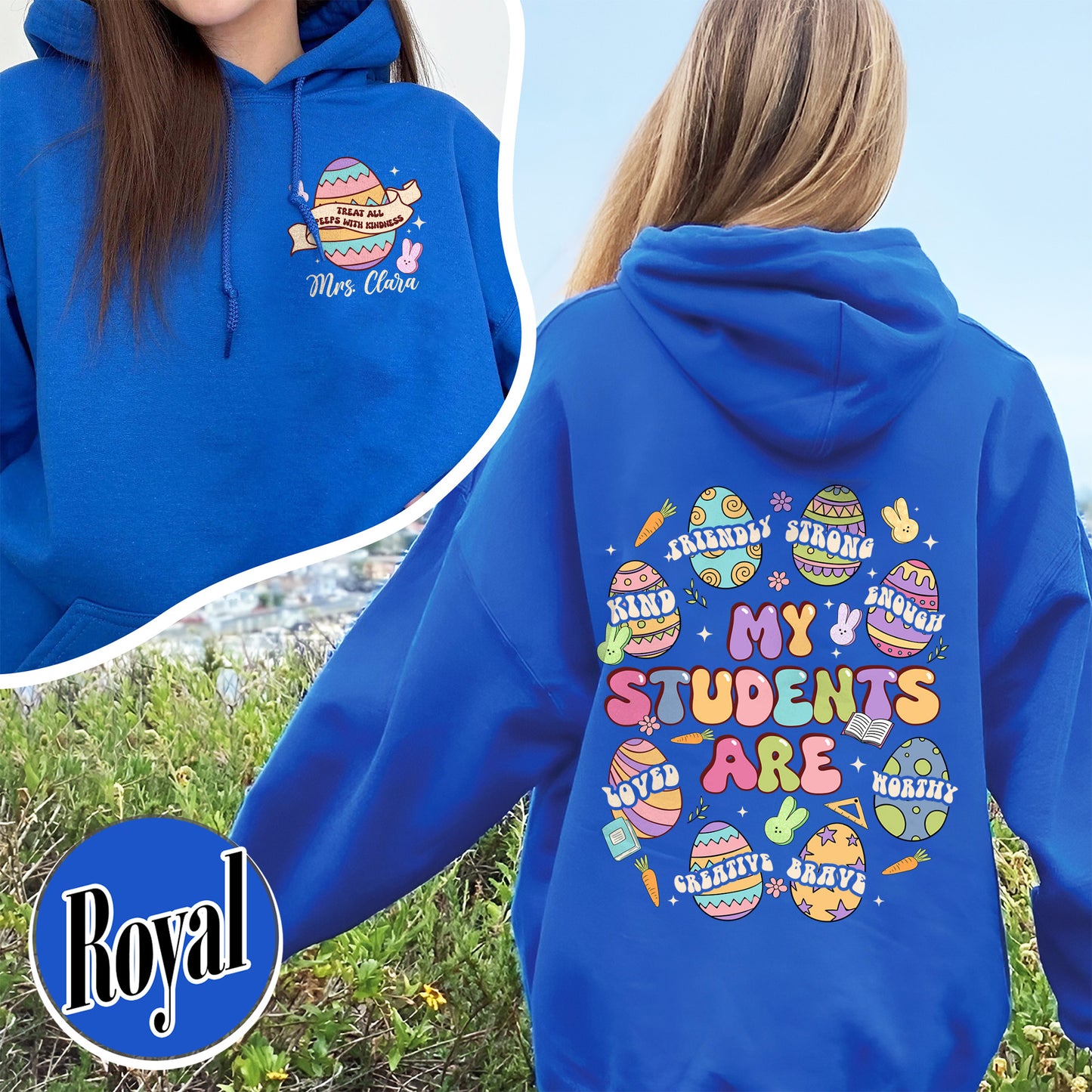 Easter Hoodie, My Students Are My Easter Hoodie, Custom Teacher Hearts Easter Hoodie