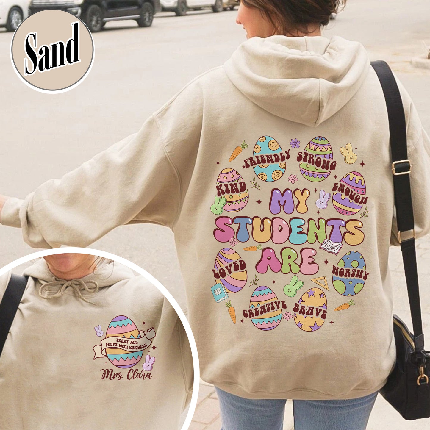 Easter Hoodie, My Students Are My Easter Hoodie, Custom Teacher Hearts Easter Hoodie