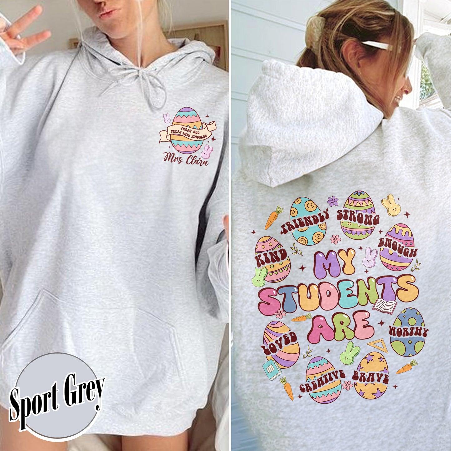 Easter Hoodie, My Students Are My Easter Hoodie, Custom Teacher Hearts Easter Hoodie