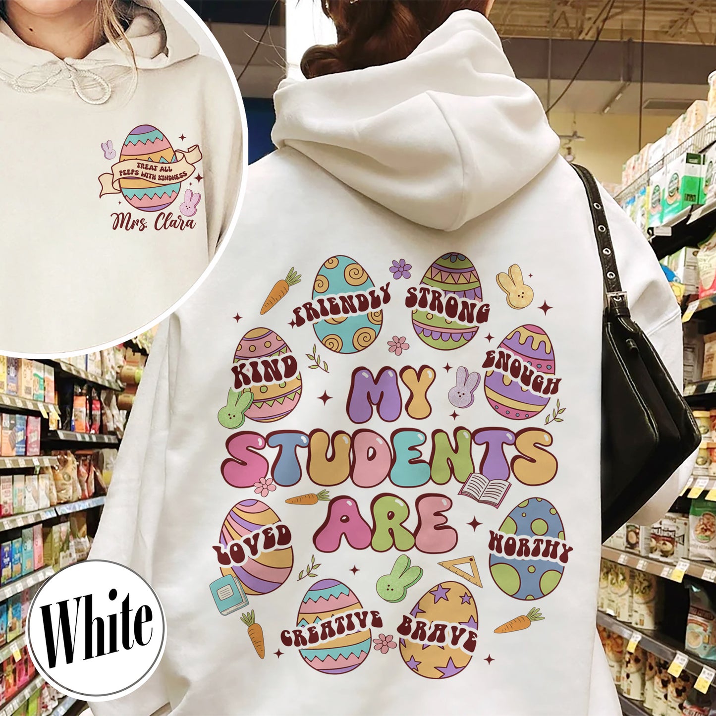 Easter Hoodie, My Students Are My Easter Hoodie, Custom Teacher Hearts Easter Hoodie
