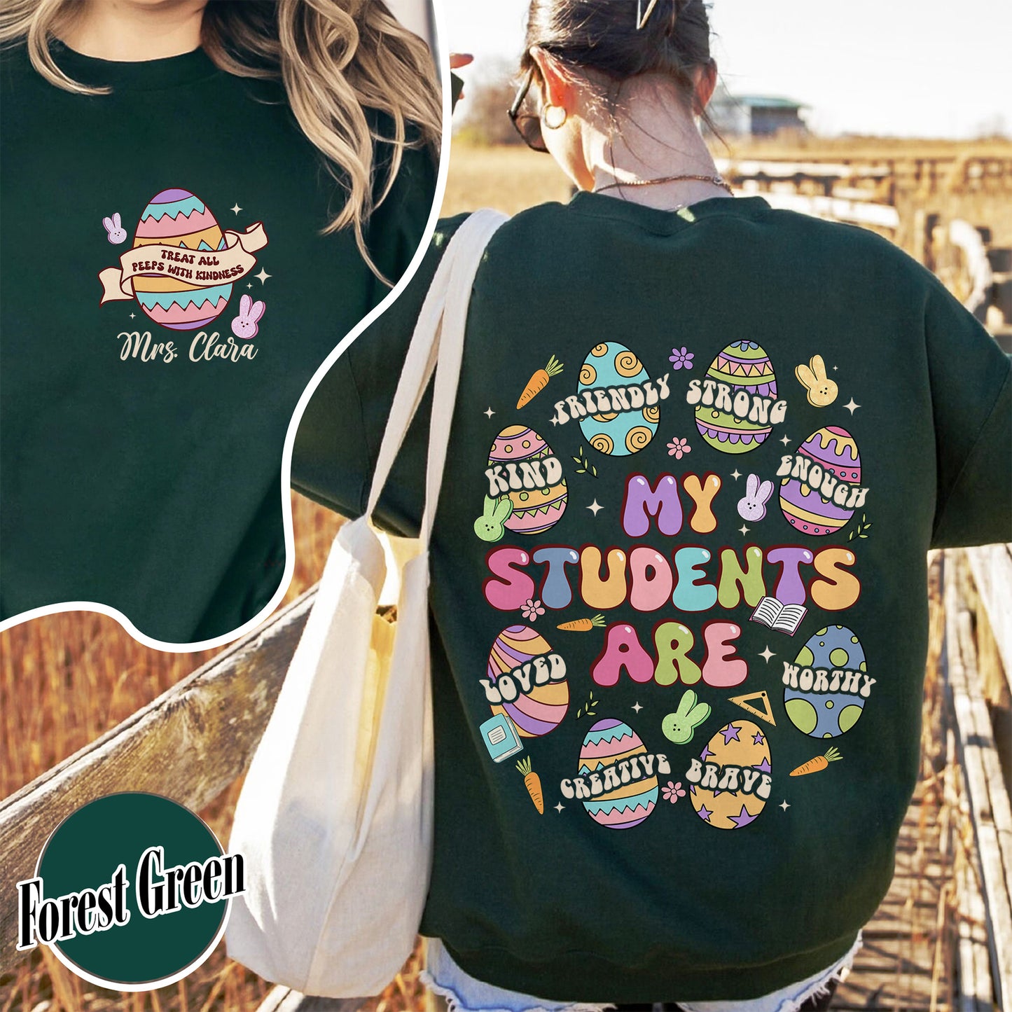 Easter Sweatshirt, My Students Are My Easter Sweatshirt, Custom Teacher Hearts Easter Sweatshirt