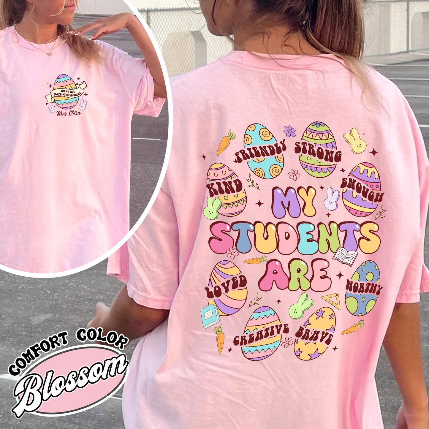 Easter Comfort Color Shirt, My Students Are My Easter Shirt, Custom Teacher Hearts Easter Shirt