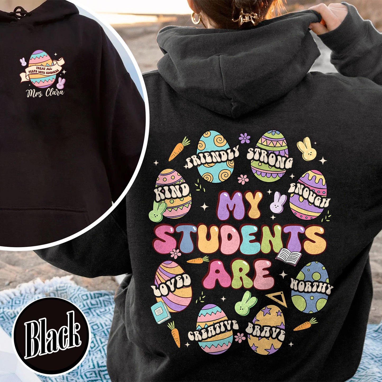 Easter Hoodie, My Students Are My Easter Hoodie, Custom Teacher Hearts Easter Hoodie