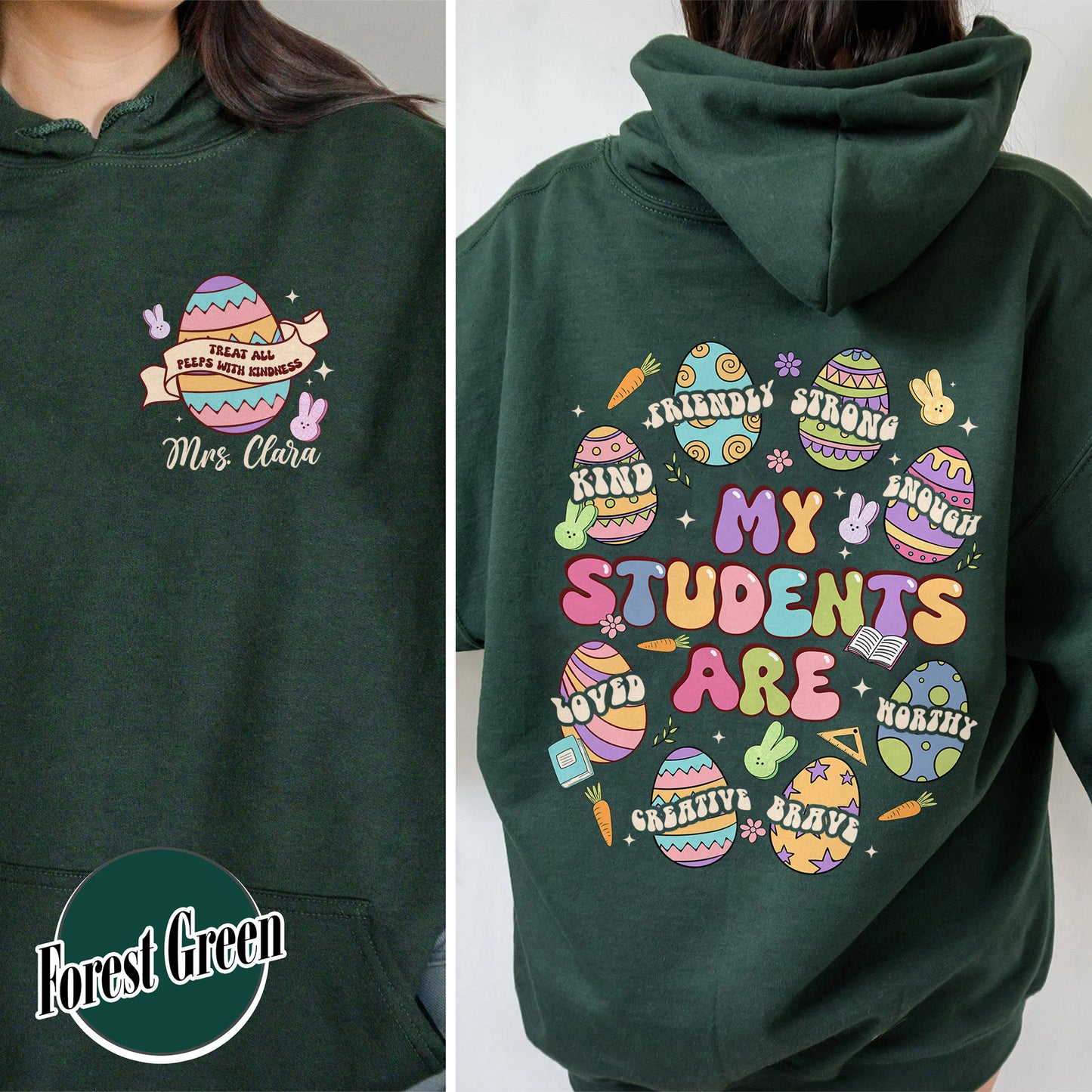 Easter Hoodie, My Students Are My Easter Hoodie, Custom Teacher Hearts Easter Hoodie
