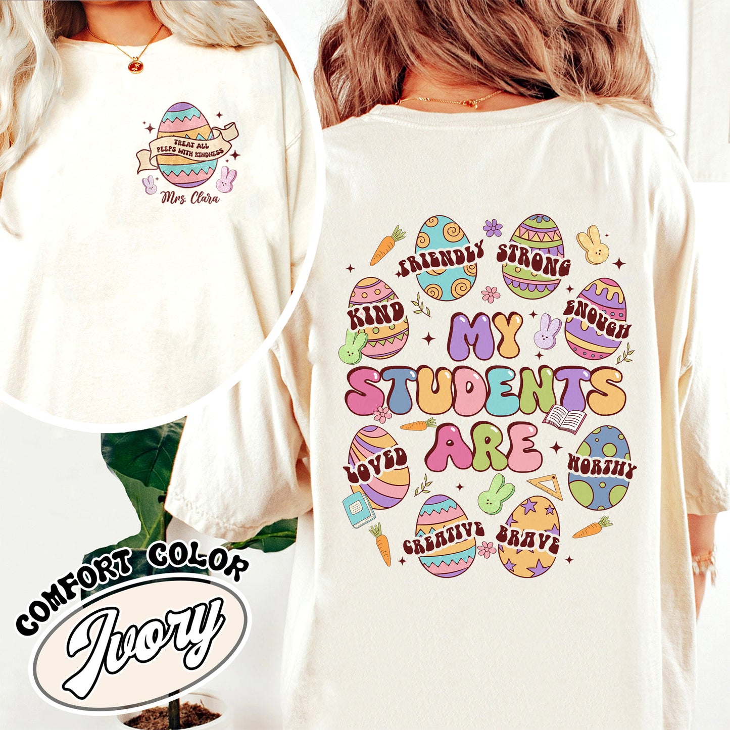 Easter Comfort Color Shirt, My Students Are My Easter Shirt, Custom Teacher Hearts Easter Shirt