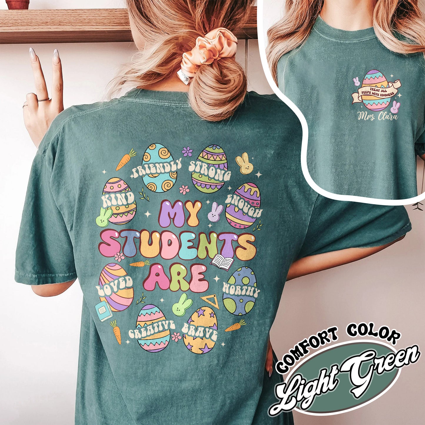 Easter Comfort Color Shirt, My Students Are My Easter Shirt, Custom Teacher Hearts Easter Shirt