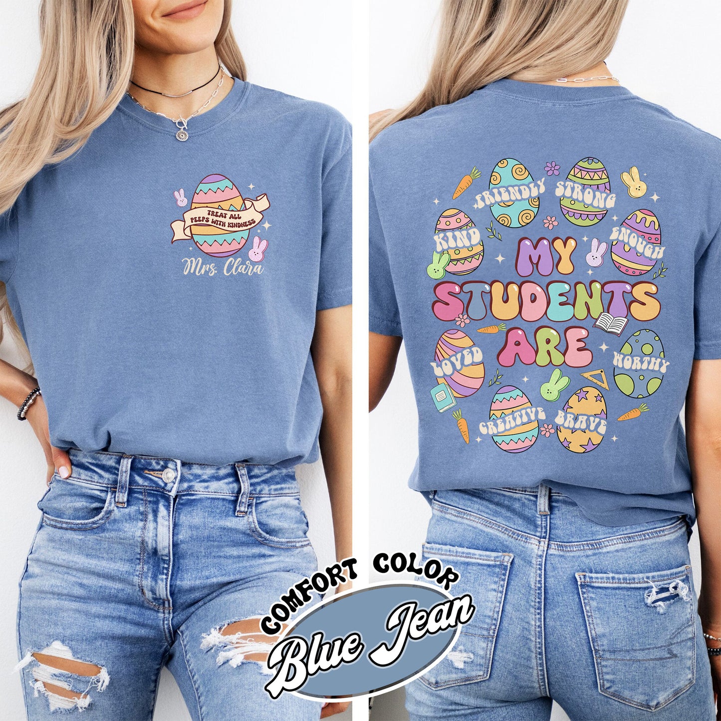 Easter Comfort Color Shirt, My Students Are My Easter Shirt, Custom Teacher Hearts Easter Shirt