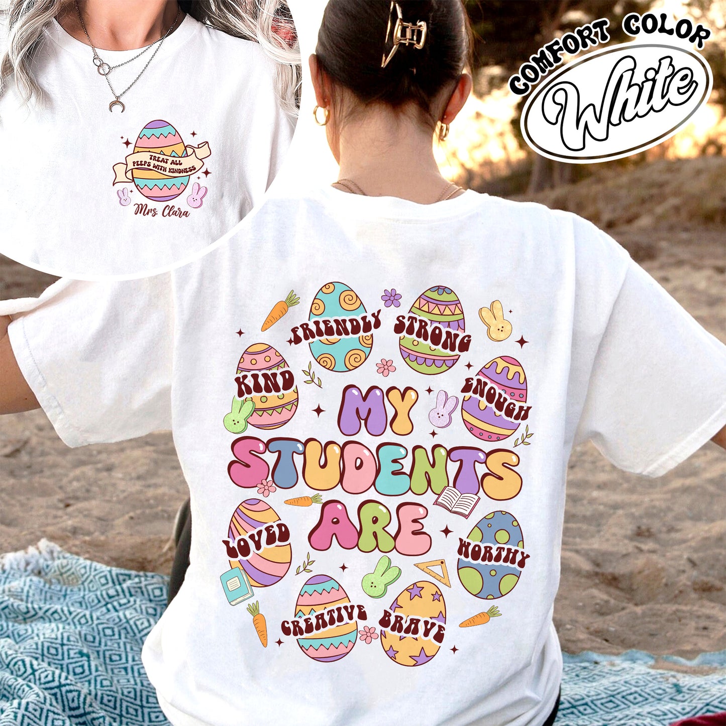 Easter Comfort Color Shirt, My Students Are My Easter Shirt, Custom Teacher Hearts Easter Shirt