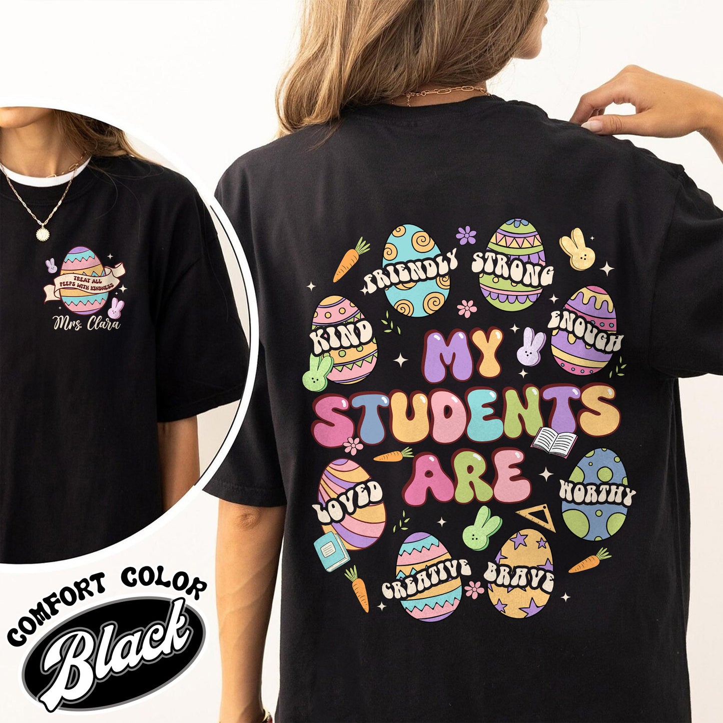 Easter Comfort Color Shirt, My Students Are My Easter Shirt, Custom Teacher Hearts Easter Shirt