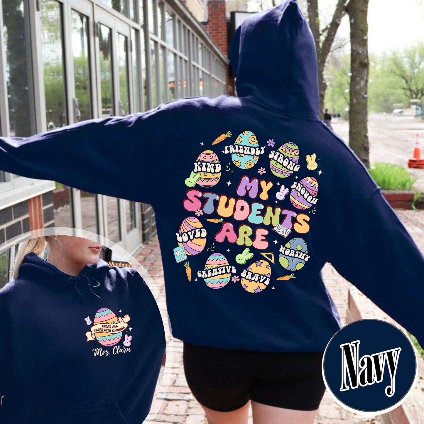 Easter Hoodie, My Students Are My Easter Hoodie, Custom Teacher Hearts Easter Hoodie
