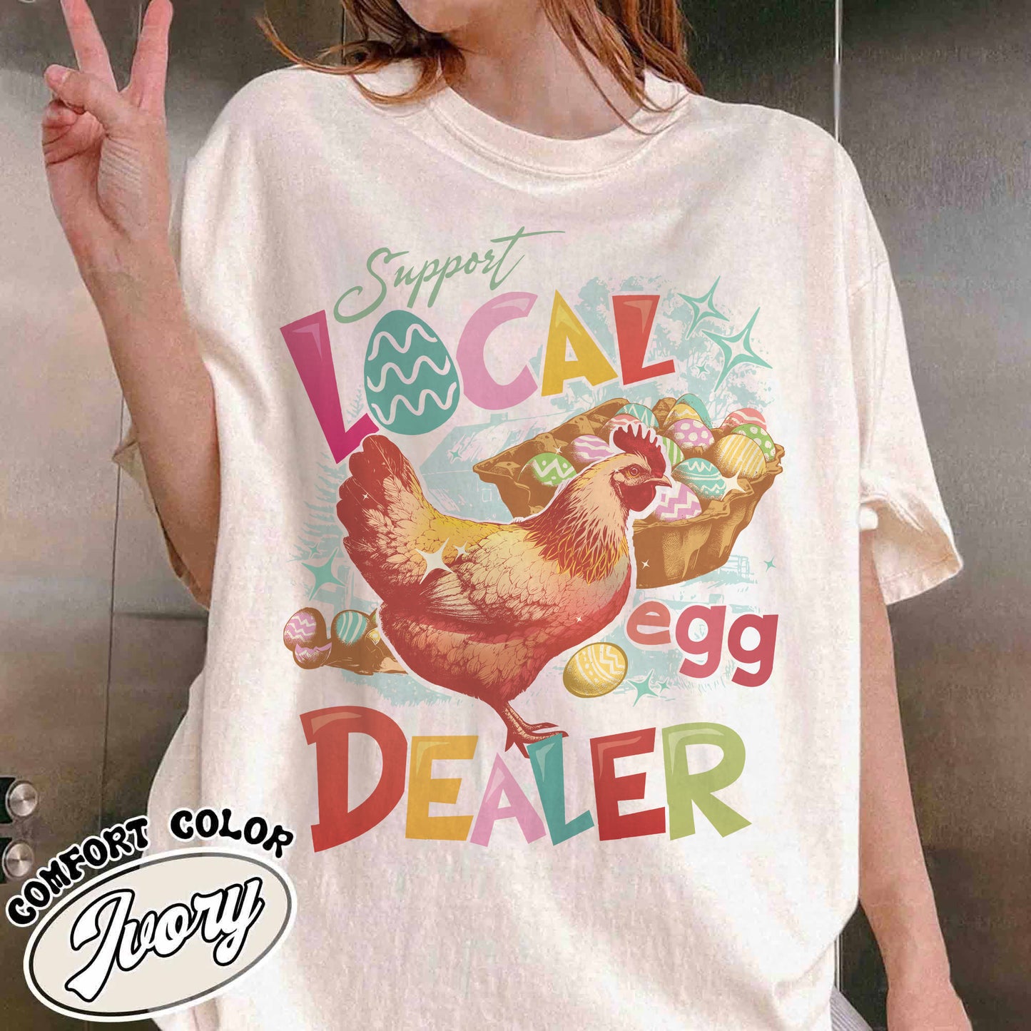 Easter Comfort Color Shirt, Support Local Egg Dealer Shirt, Happy Easter Shirt, Farmer Easter Shirt