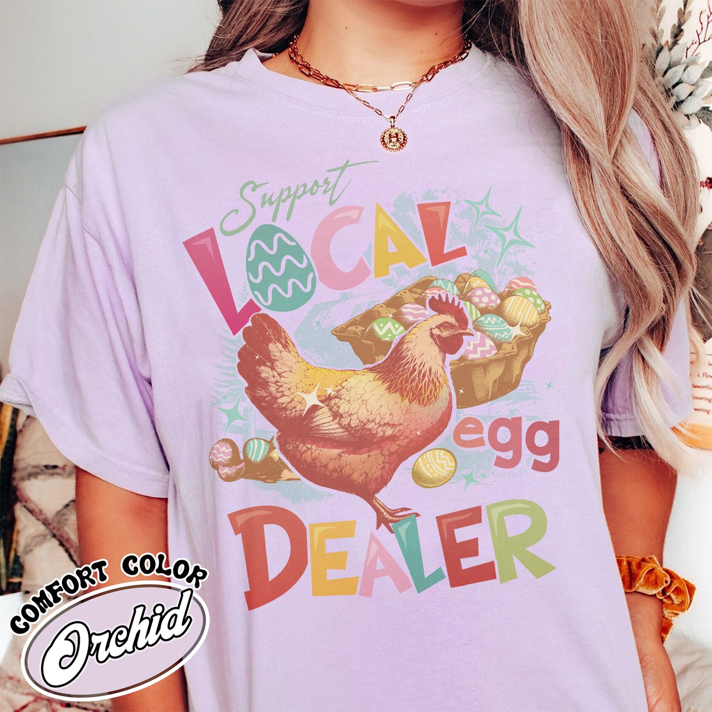 Easter Comfort Color Shirt, Support Local Egg Dealer Shirt, Happy Easter Shirt, Farmer Easter Shirt