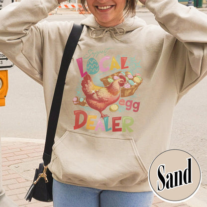 Easter Hoodie, Support Local Egg Dealer Hoodie, Happy Easter Hoodie, Farmer Easter Hoodie