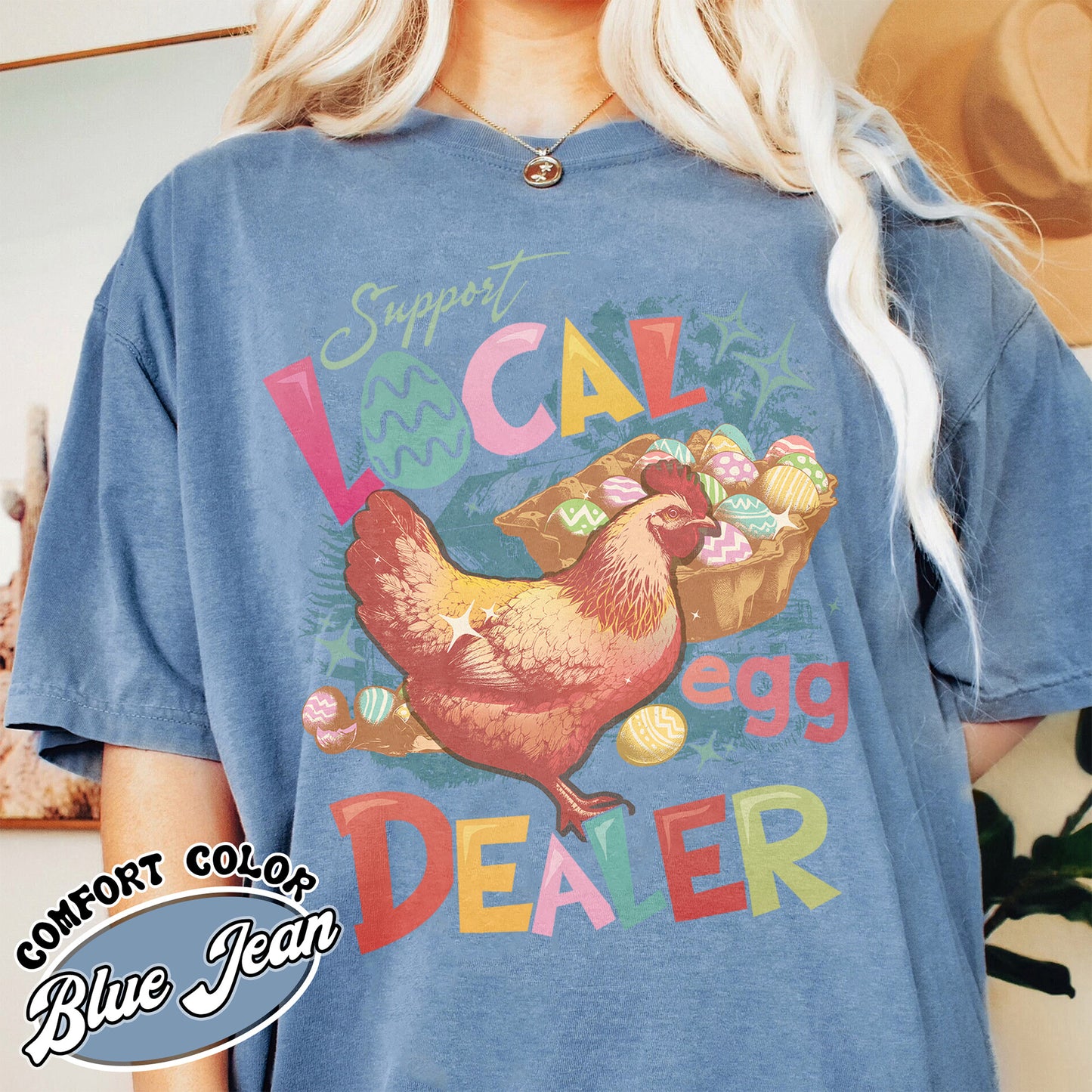 Easter Comfort Color Shirt, Support Local Egg Dealer Shirt, Happy Easter Shirt, Farmer Easter Shirt