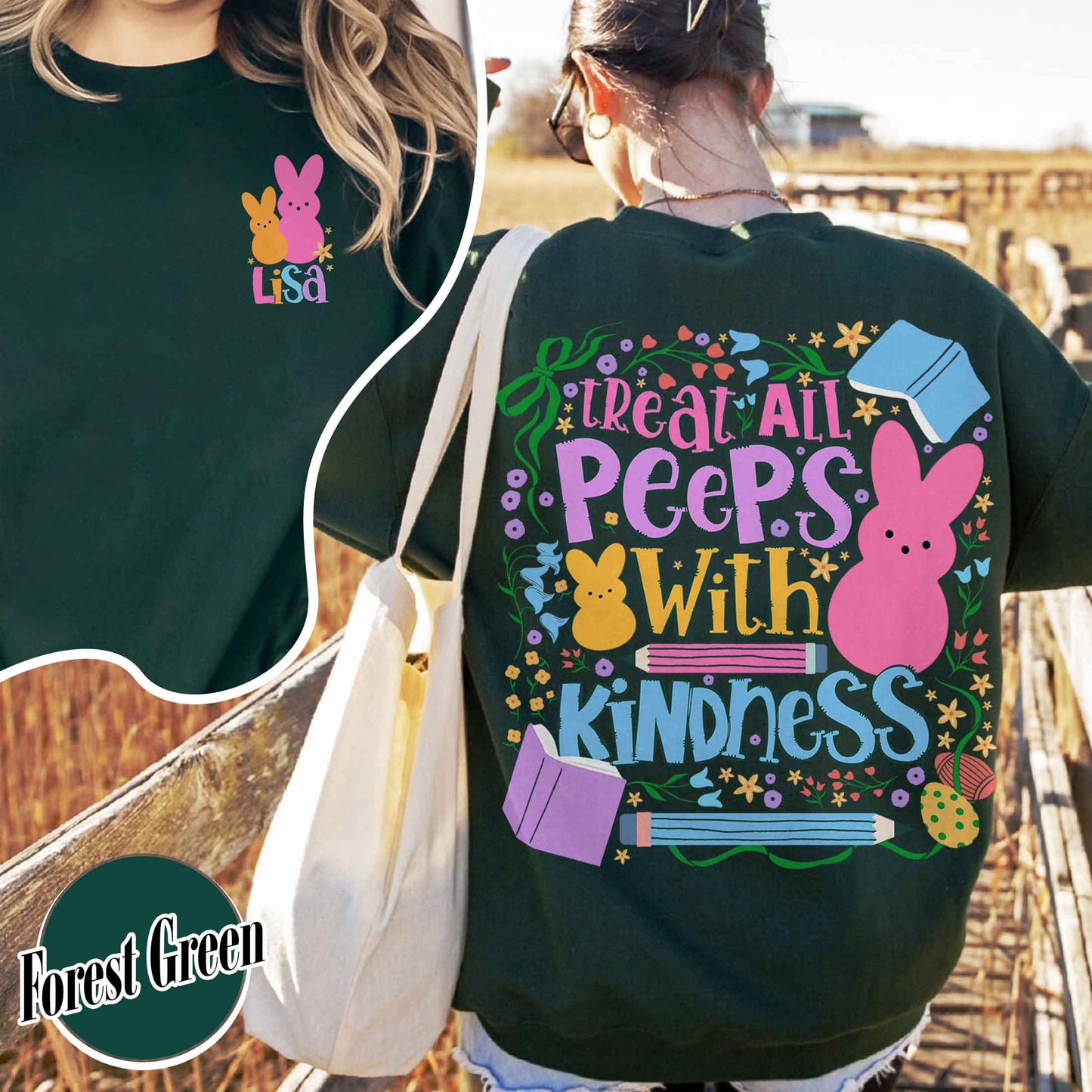 Easter Sweatshirt, Treat All Peeps With Kindness Sweatshirt, Custom Teachers Easter Day